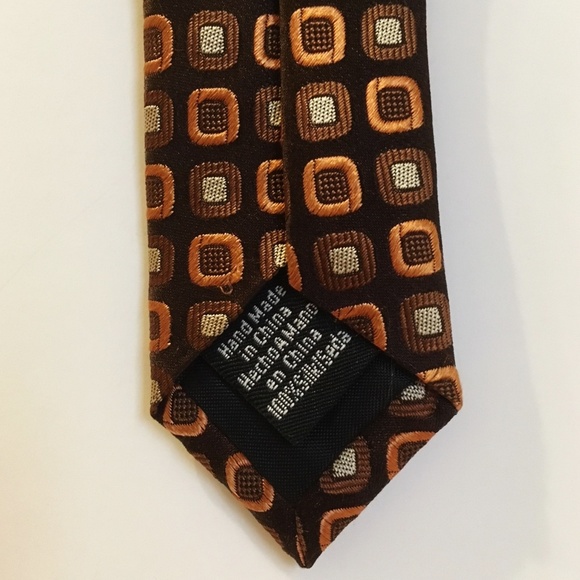 Alfani Neck Tie Copper Brown Dots Silk Modern - Picture 6 of 6